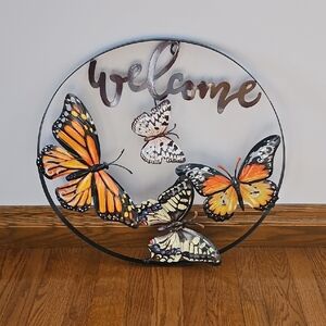 Butterfly Welcome Wall Decor - Orange and Black